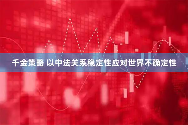 千金策略 以中法关系稳定性应对世界不确定性